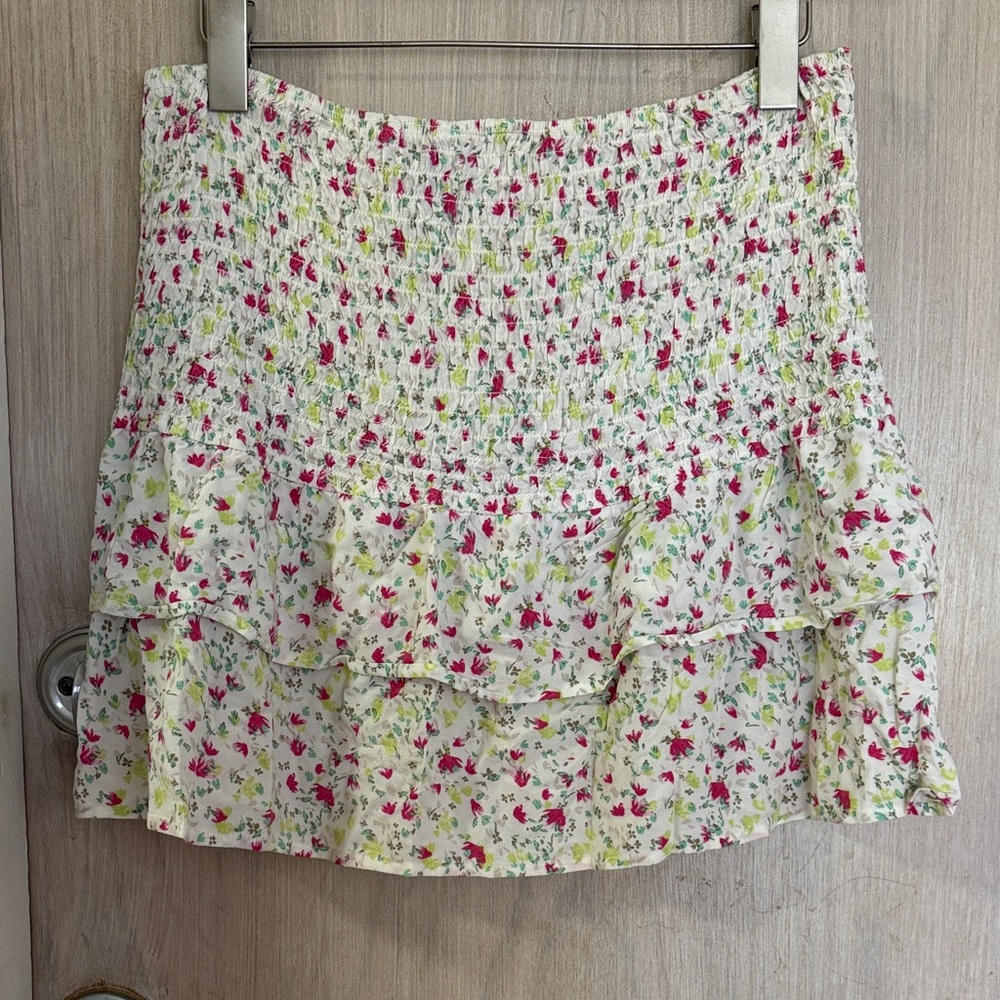 Wild Fable Floral Mini Skirt in White and Pink